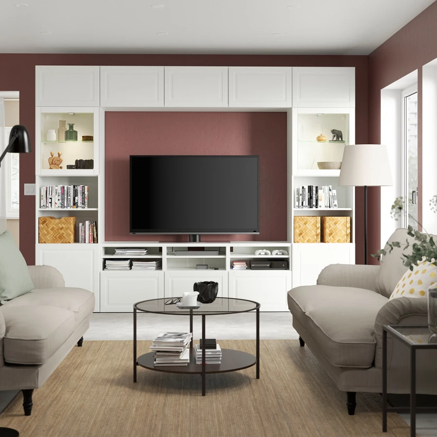 Комплект мебели д/гостиной  - IKEA BESTÅ/BESTA, 300x42x231 см, белый, БЕСТО ИКЕА (изображение №3)