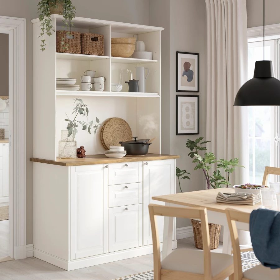 Мини кухня - IKEA ÖNNERUP/ONNERUP/ОННЕРУП ИКЕА, 219х64х130 см, белый/бежевый (изображение №2)