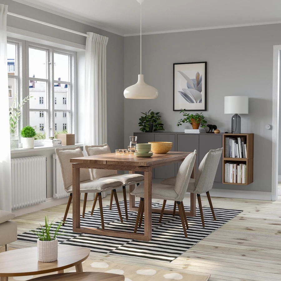 Стол и 4 стула - MÖRBYLÅNGA / KLINTEN/ MОRBYLАNGA IKEA/  МЁРБИЛОНГА / КЛИНТЕН ИКЕА,  140х85  см,  коричневый/ серый (изображение №2)