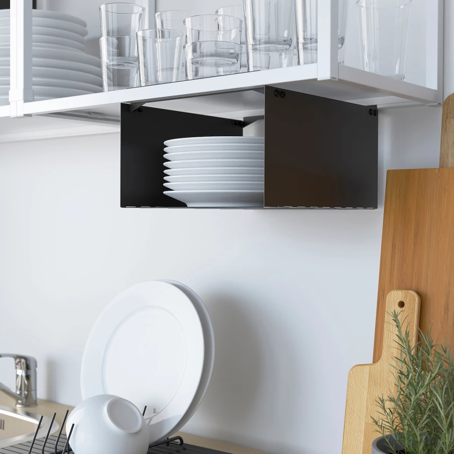 Кухонная комбинация для хранения - ENHET  IKEA/ ЭНХЕТ ИКЕА, 183х63,5х222 см, белый/черный (изображение №8)