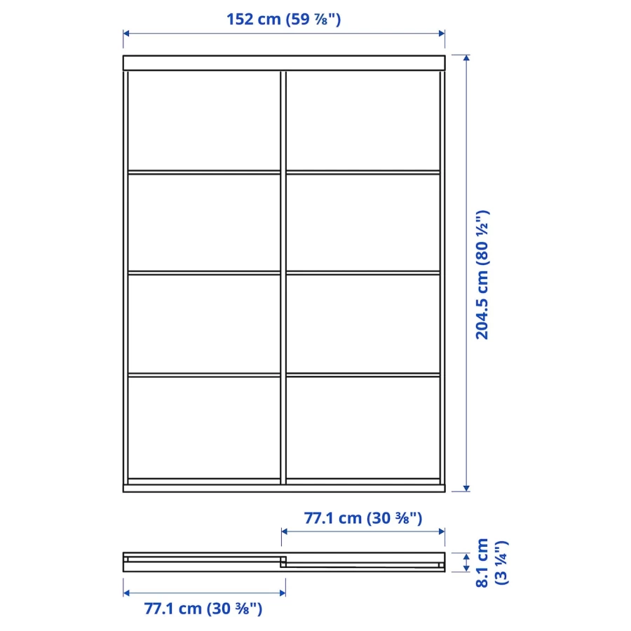 Пара раздвижных дверей - SKYTTA/MEHAMN IKEA/ СКЮТТА/ МЕХАМН ИКЕА, 152x205 см, бежевый (изображение №3)