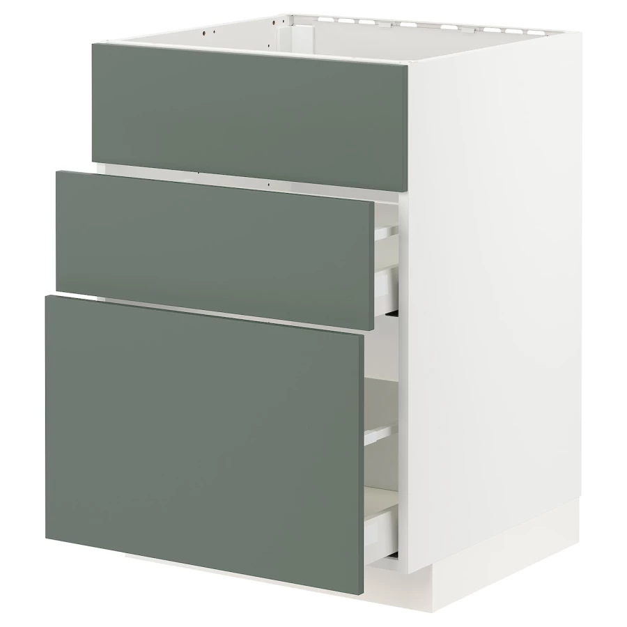 Напольный кухонный шкаф  - IKEA METOD MAXIMERA, 88x62x60см, белый/серо-зеленый, МЕТОД МАКСИМЕРА ИКЕА (изображение №1)