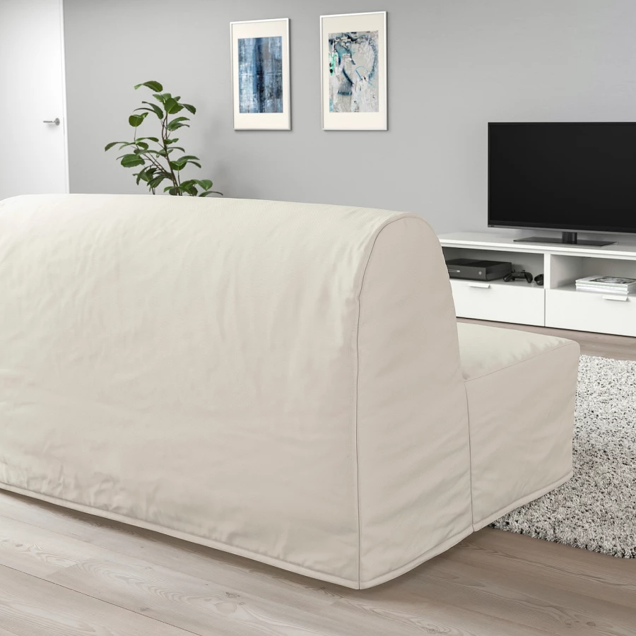 2-местный диван-кровать - IKEA LYCKSELE LÖVÅS/LOVAS/ЛИКСЕЛЕ ЛЕВОС ИКЕА, 87х100х142 см, бежевый (изображение №3)