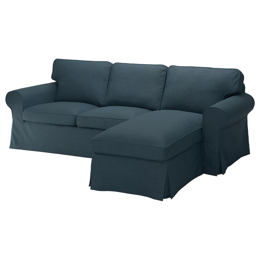 EKTORP Чехол на 3-местный диван с шезлонгом/Хилларед темно-синий ИКЕА (изображение №1)