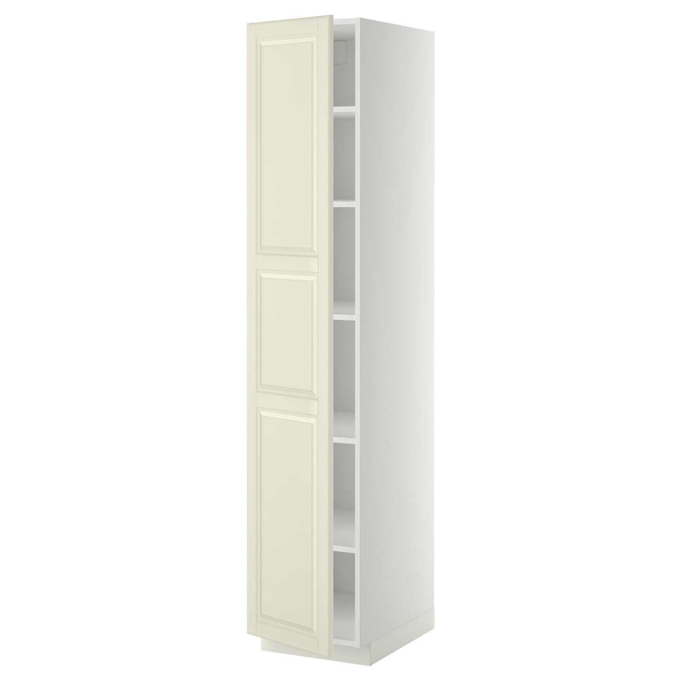 Высокий кухонный шкаф с полками - IKEA METOD/МЕТОД ИКЕА, 200х60х40 см, белый/кремовый