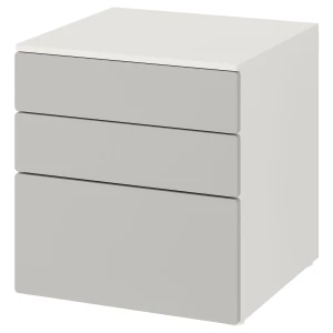 Комод детский - IKEA PLATSA/SMÅSTAD/SMASTAD, 60x55x63 см, белый/серый, ИКЕА