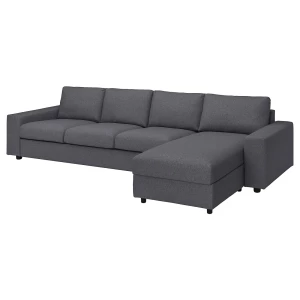 VIMLE Чехол на 4-местный диван с широкими подлокотниками/Гуннаред средний серый ИКЕА