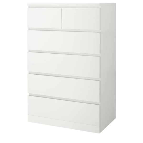 Комод с 6 ящиками - IKEA MALM, 80x123х48 см, белый МАЛЬМ ИКЕА