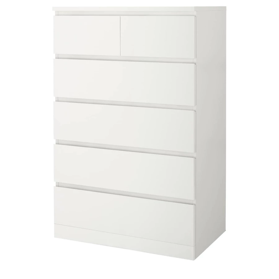 Комод с 6 ящиками - IKEA MALM, 80x123х48 см, белый МАЛЬМ ИКЕА (изображение №1)