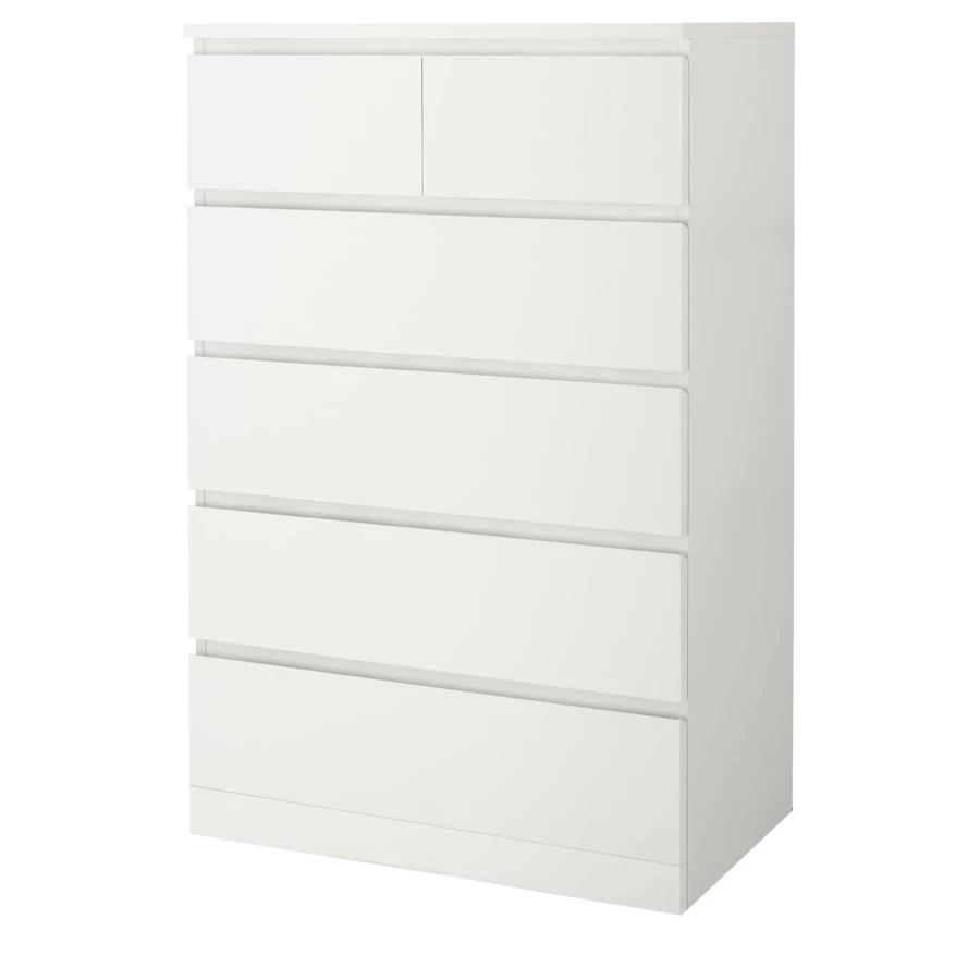 Комод с 6 ящиками - IKEA MALM, 80x123х48 см, белый МАЛЬМ ИКЕА за 37025  рублей в по России и в г. Ярославль арт. 60403602 без предоплат —  интернет-магазин ВАМДОДОМА