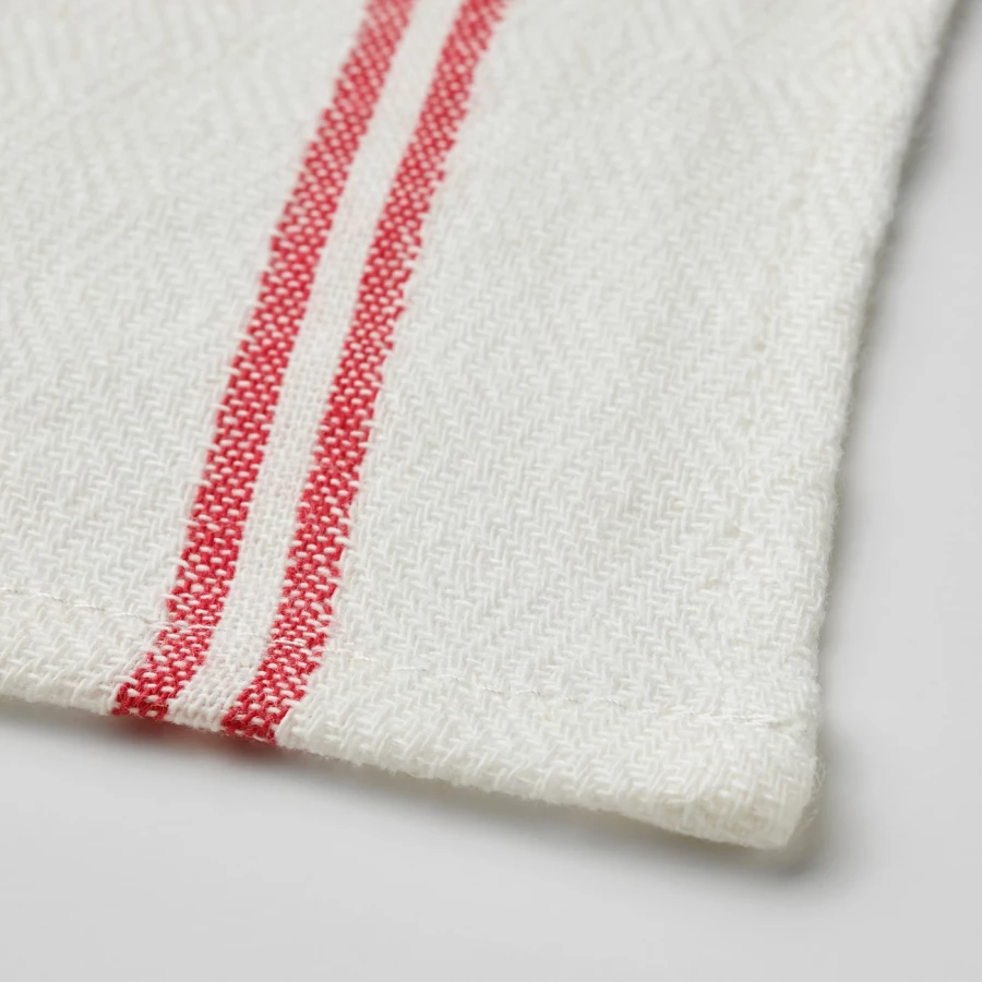 Кухонное полотенце - IKEA HILDEGUN, 60х45 см, белый/красный, ХИЛЬДЕГУН ИКЕА (изображение №8)
