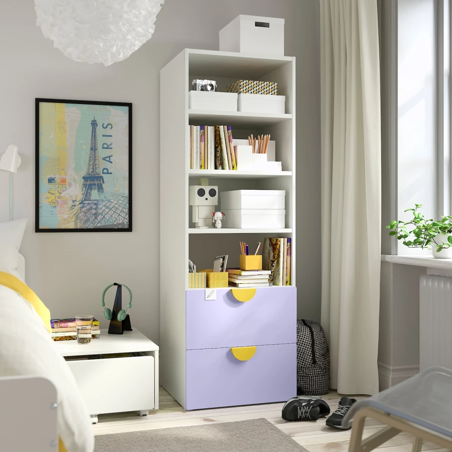 Гардероб - IKEA SMÅSTAD/SMASTAD/СМОСТАД ИКЕА,  181х60 см, белый/фиолетовый (изображение №2)