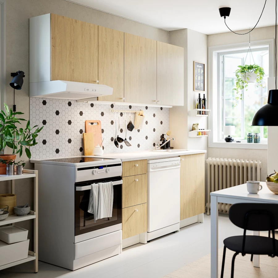 Комбинация кухонная прямая - KNOXHULT IKEA/ КНОКСХУЛЬТ ИКЕА, белый/под беленный дуб (изображение №2)