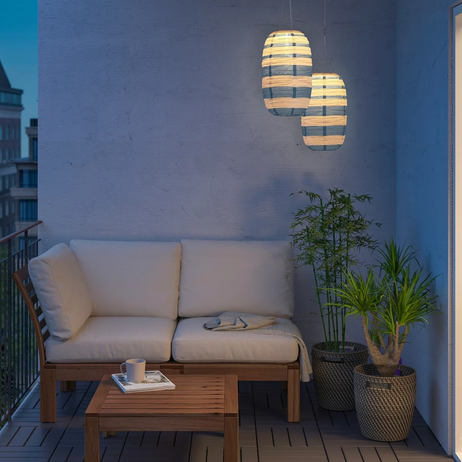Подвесной светильник на солнечной энергии - IKEA SOLVINDEN, 26х43 см, белый/синий, СОЛВИНДЕН ИКЕА (изображение №2)