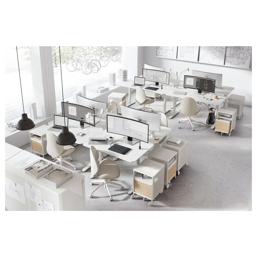 Письменный стол - IKEA BEKANT, 160х80х65-125 см, белый, БЕКАНТ ИКЕА (изображение №3)