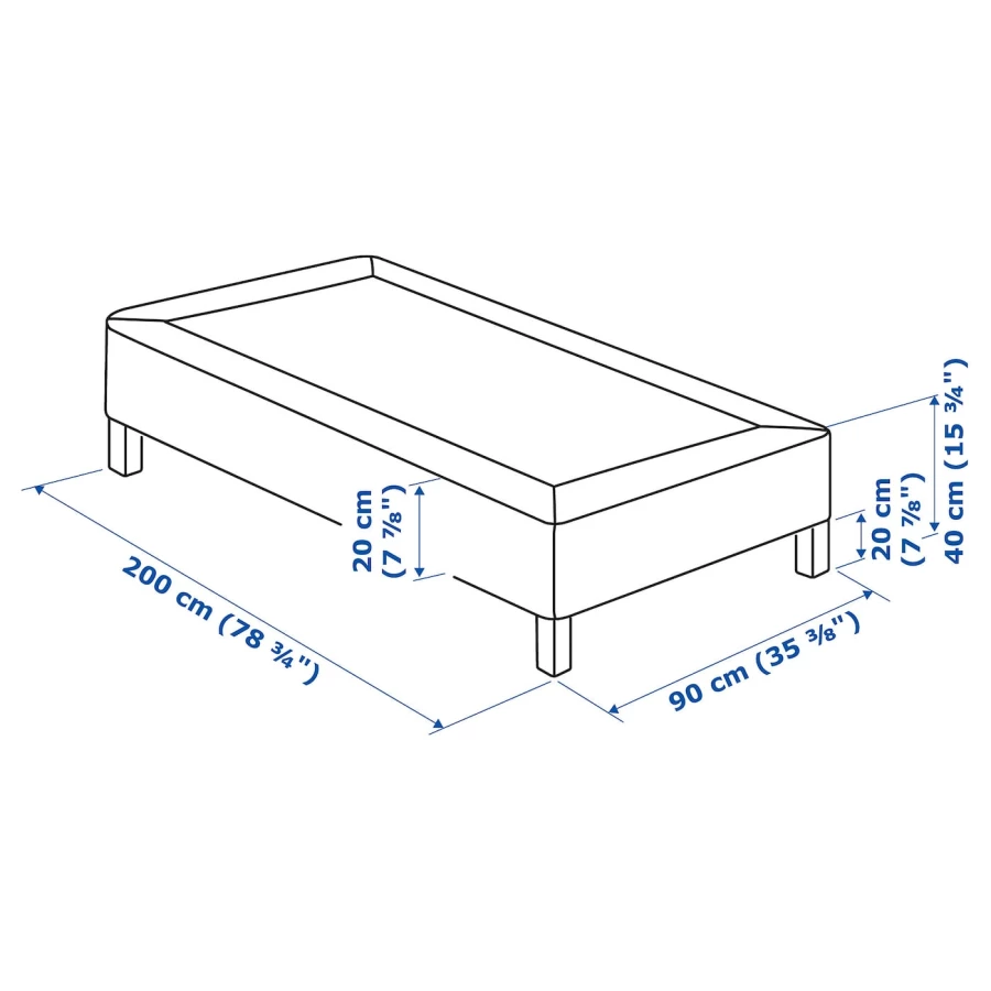 Каркас кровати - LYNGÖR / LYNGОR IKEA/ ЛЮНГЕРЬ ИКЕА,  90х200 см,  белый (изображение №6)