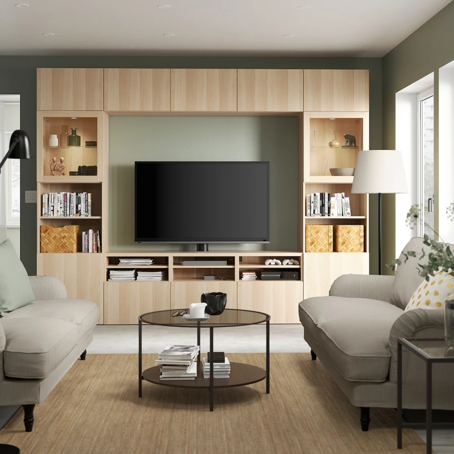 Комплект мебели д/гостиной  - IKEA BESTÅ/BESTA, 231x42x300 см, светло-коричневый, БЕСТО ИКЕА (изображение №3)