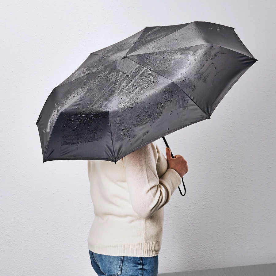 Зонт - KNALLA IKEA/ КНАЛЛА ИКЕА, 95 см, черный (изображение №2)