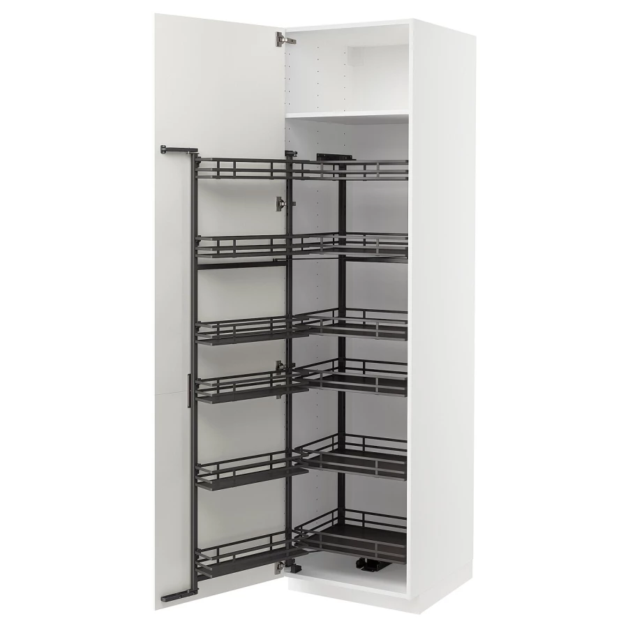 Высокий шкаф с выдвижной кладовой - IKEA METOD/МЕТОД ИКЕА, 60х60х220 см, белый (изображение №1)