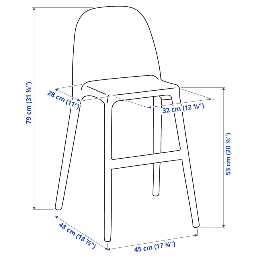 Детский стул - URBAN  IKEA/ УРБАН ИКЕА, 79х45 см, белый (изображение №5)
