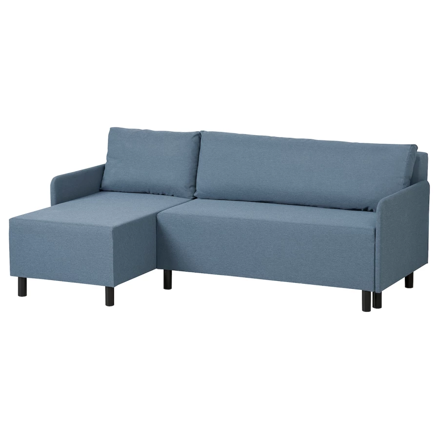 3-местный диван с кушеткой - IKEA BRUKSVARA/БРУКСВАРА ИКЕА, 203х85х80 см, синий (изображение №1)