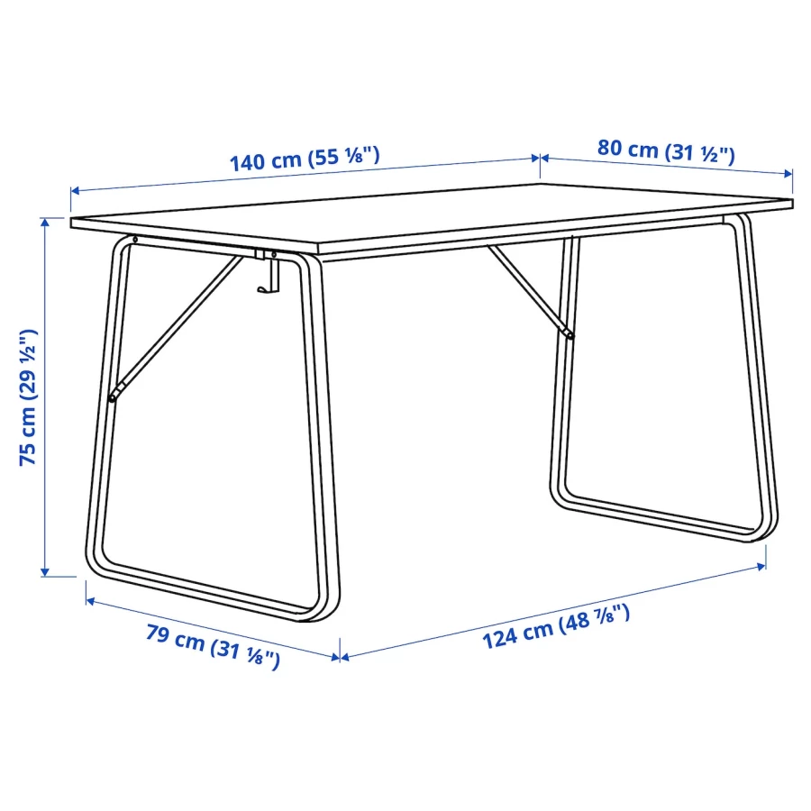 Письменный стол - IKEA HUVUDSPELARE, 140х80 см, бежевый, ХУВУДСПЕЛАРЕ ИКЕА (изображение №7)