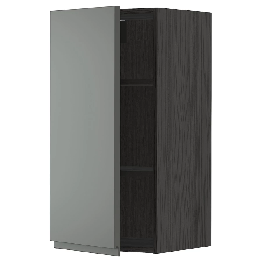 Навесной шкаф с полкой - METOD IKEA/ МЕТОД ИКЕА, 80х40 см, черный/темно-серый (изображение №1)