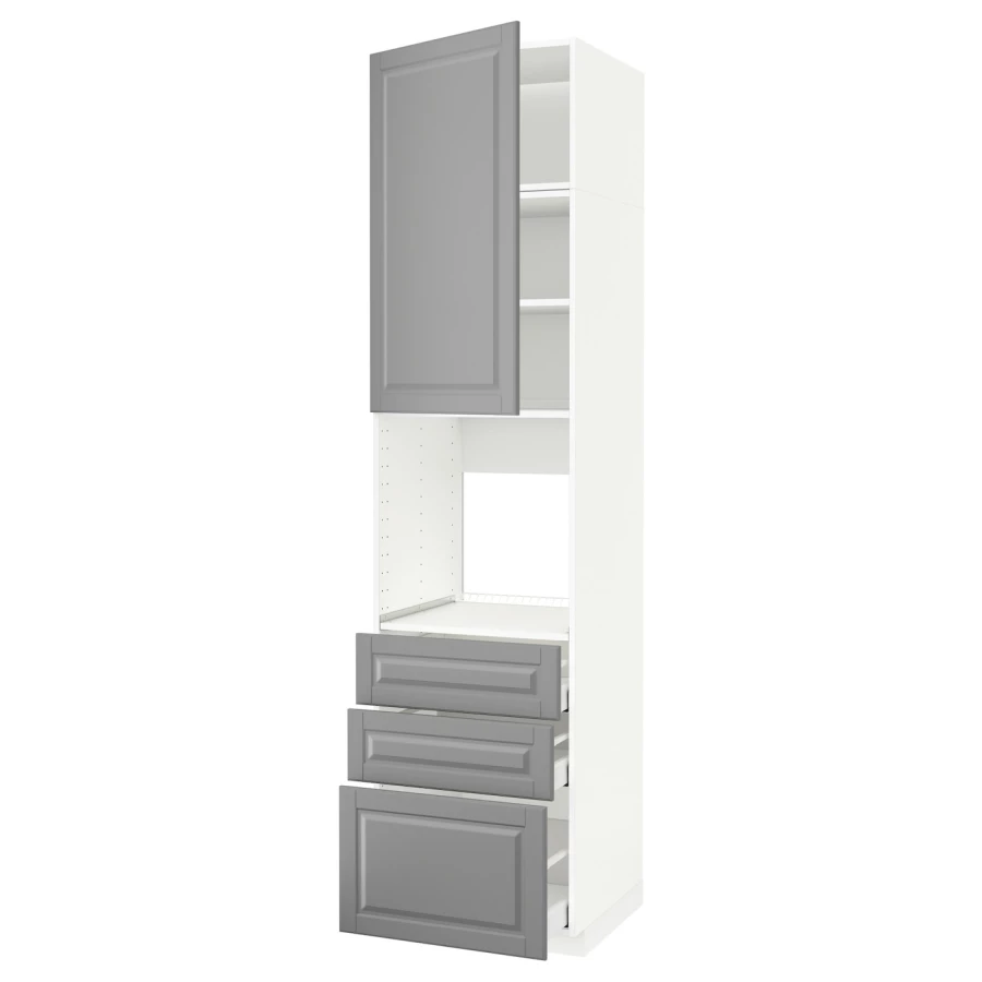 Высокий шкаф - IKEA METOD/MAXIMERA/МЕТОД/МАКСИМЕРА ИКЕА, 240х60х60 см, белый/серый (изображение №1)