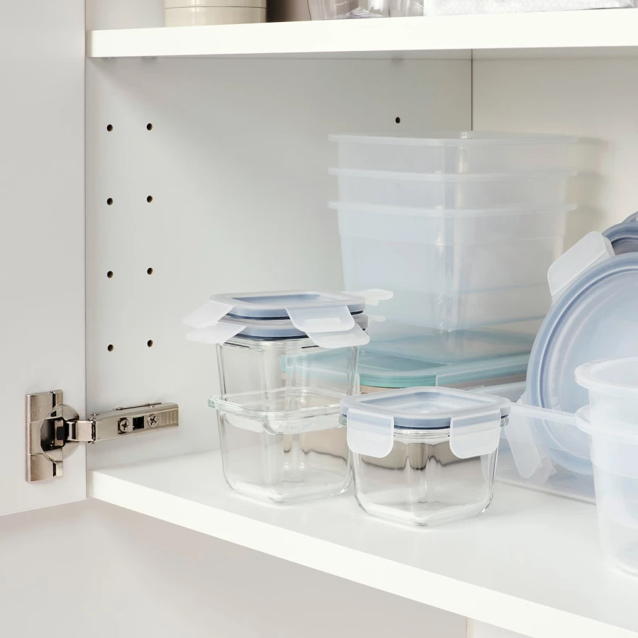 Набор контейнеров для продуктов с крышкой, 3 шт. - IKEA 365+, 8.5х8.5х6 см, стекло, ИКЕА 365+ (изображение №4)