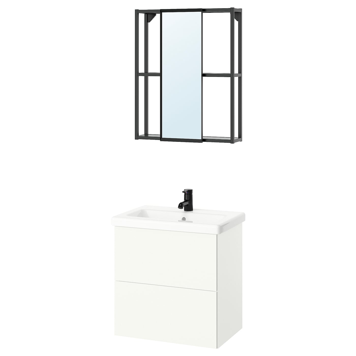 Комбинация для ванной - IKEA ENHET, 64х43х65 см, белый/антрацит, ЭНХЕТ ИКЕА