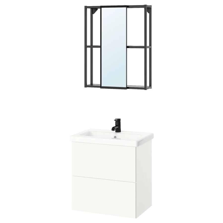 Комбинация для ванной - IKEA ENHET, 64х43х65 см, белый/антрацит, ЭНХЕТ ИКЕА (изображение №1)