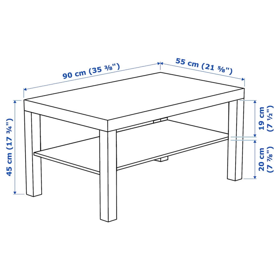 Журнальный стол - IKEA LACK/ИКЕА ЛАКК, 90х55х45 см, черно-коричневый (изображение №4)