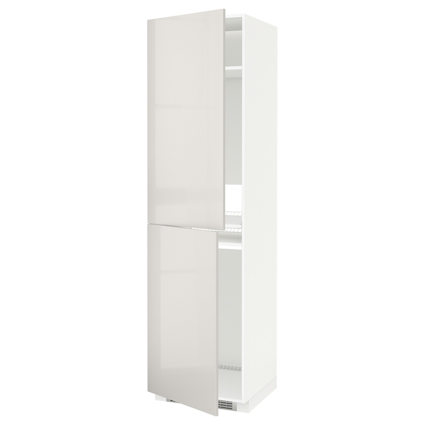 Высокий кухонный шкаф - IKEA METOD/МЕТОД ИКЕА, 220х60х60 см, белый/светло-серый глянцевый
