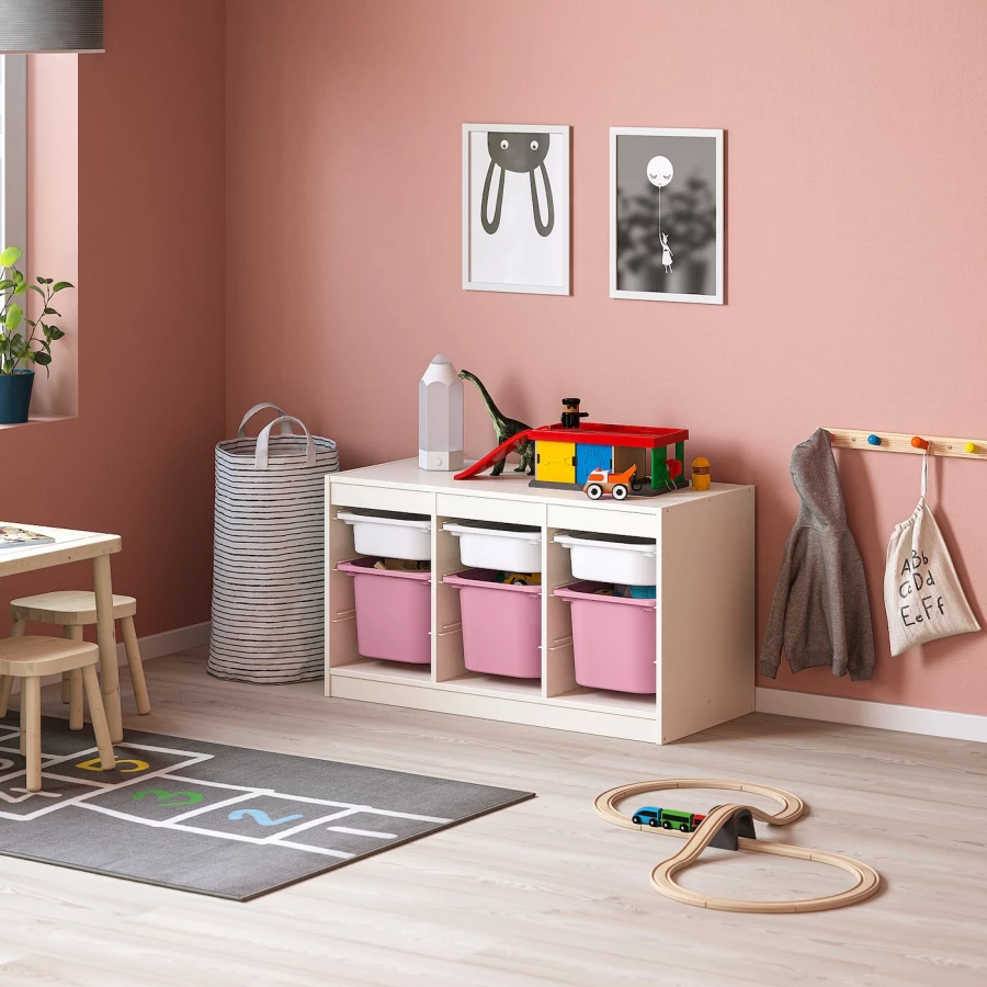Стеллаж - IKEA TROFAST, 99х44х56 см, белый/розовый, ТРУФАСТ ИКЕА (изображение №2)