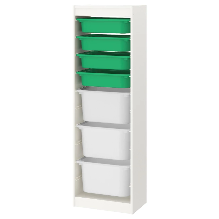 Стеллаж - IKEA TROFAST, 46х30х145 см, белый/зеленый, ТРУФАСТ ИКЕА (изображение №1)