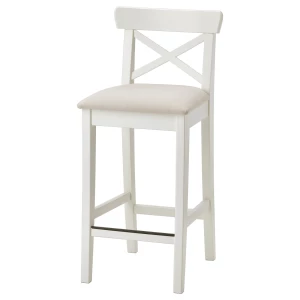 Барный стул со спинкой - INGOLF IKEA/ИНГОЛЬФ ИКЕА, 92х40х45  см, белый