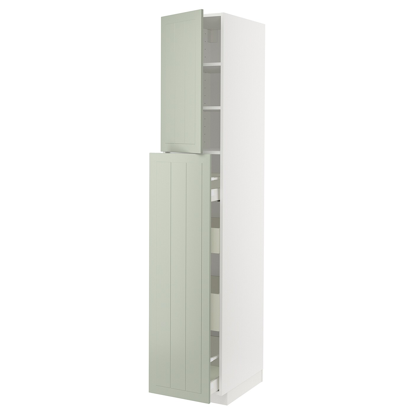 Высокий шкаф - IKEA METOD/MAXIMERA/МЕТОД/МАКСИМЕРА ИКЕА, 220х60х40 см, белый/зеленый