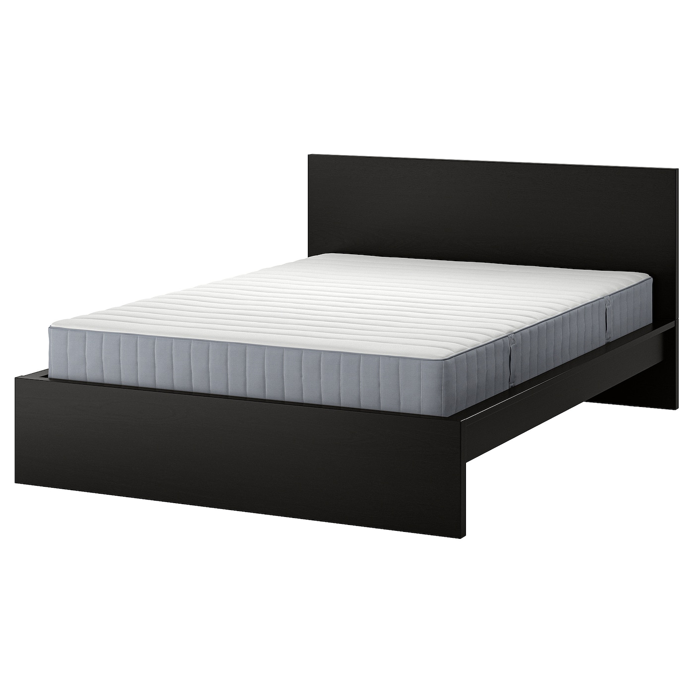 Кровать - IKEA MALM, 200х140 см, матрас средне-жесткий, черно-коричневый, МАЛЬМ ИКЕА