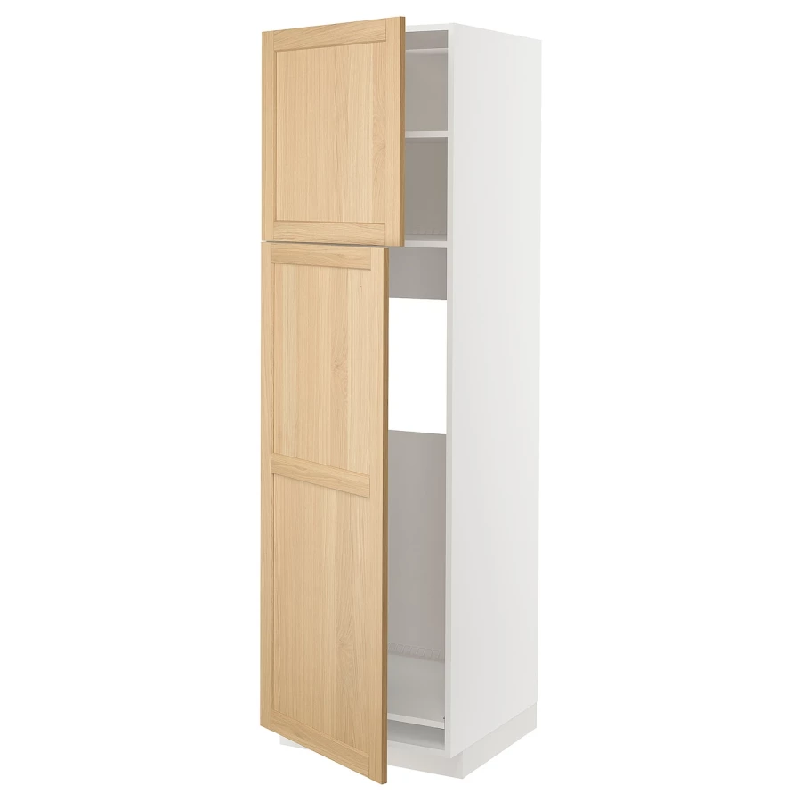 Высокий кухонный шкаф - IKEA METOD/МЕТОД ИКЕА, 200х60х60 см, белый/светло-коричневый (изображение №1)
