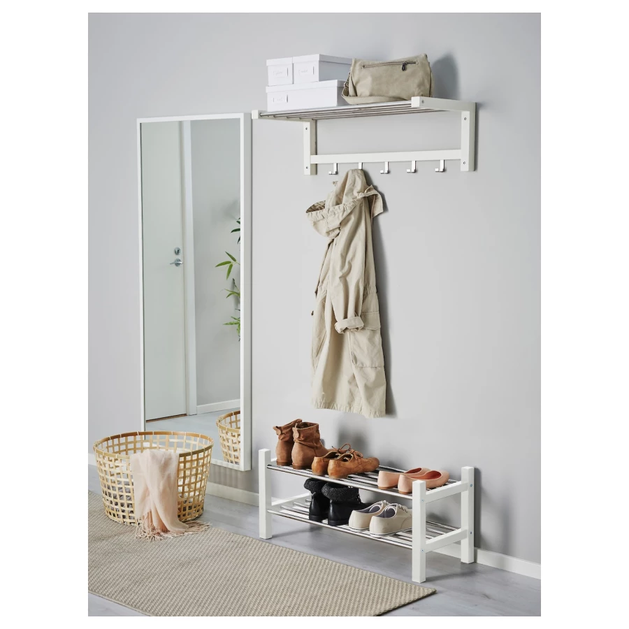 Вешалка настенная - IKEA TJUSIG/ЧУСИГ ИКЕА, 79x32 см, белый (изображение №3)