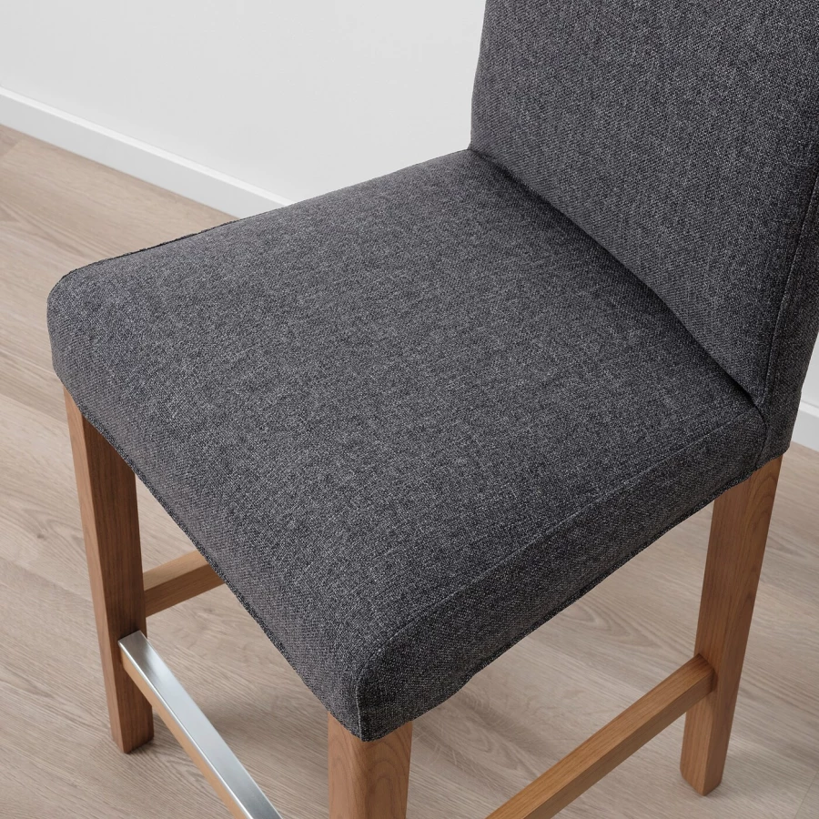 Барный стул со спинкой - BERGMUND IKEA/БЕРГМУНД ИКЕА, 97х45х48 см, серый (изображение №8)