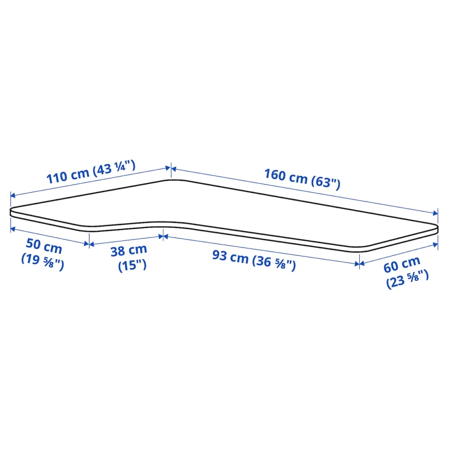 Левая угловая столешница - IKEA BEKANT/БЕКАНТ ИКЕА, 160х110х1,6 см, белый (изображение №5)