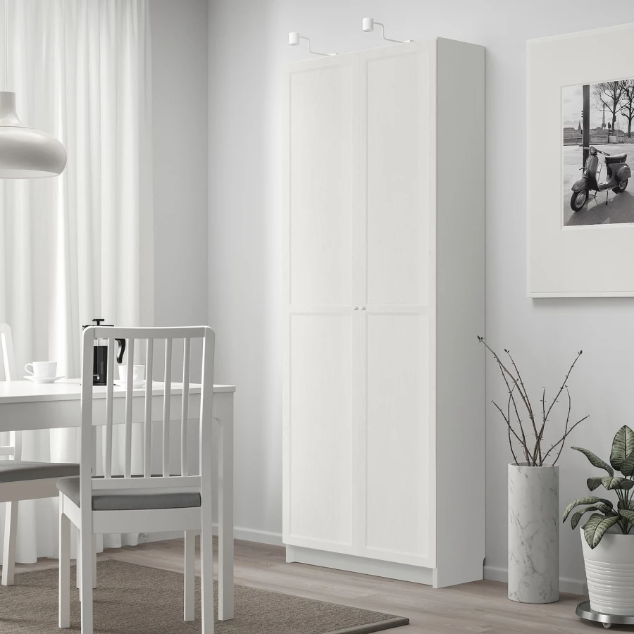 Книжный шкаф с дверцей - BILLY/OXBERG IKEA/ БИЛЛИ/ОКСБЕРГ ИКЕА, 42х80х202 см, белый (изображение №2)