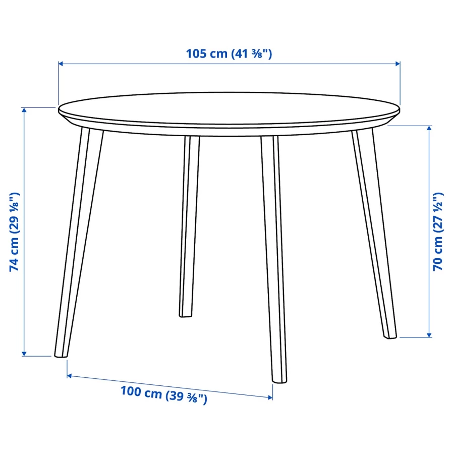 Стол и 4 стула - LISABO IKEA/ ЛИСАБО ИКЕА,  105х74 см, под беленый дуб (изображение №3)