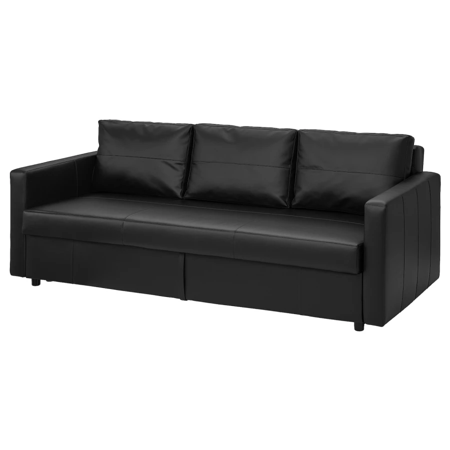 Диван трехместный - IKEA FRIHETEN/ФРИХЕТЕН ИКЕА, 83х105х225 см, черный (изображение №2)