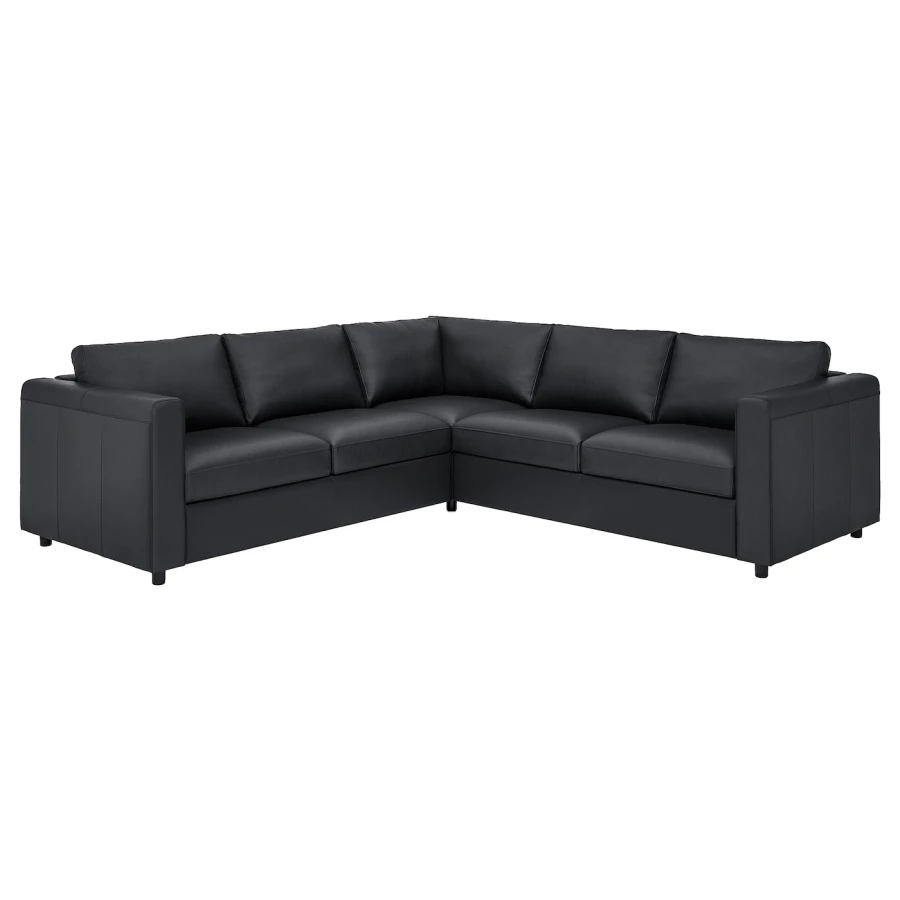 4-местный угловой диван- IKEA VIMLE, 249х98х80 см, черный, кожа, ВИМЛЕ ИКЕА (изображение №1)