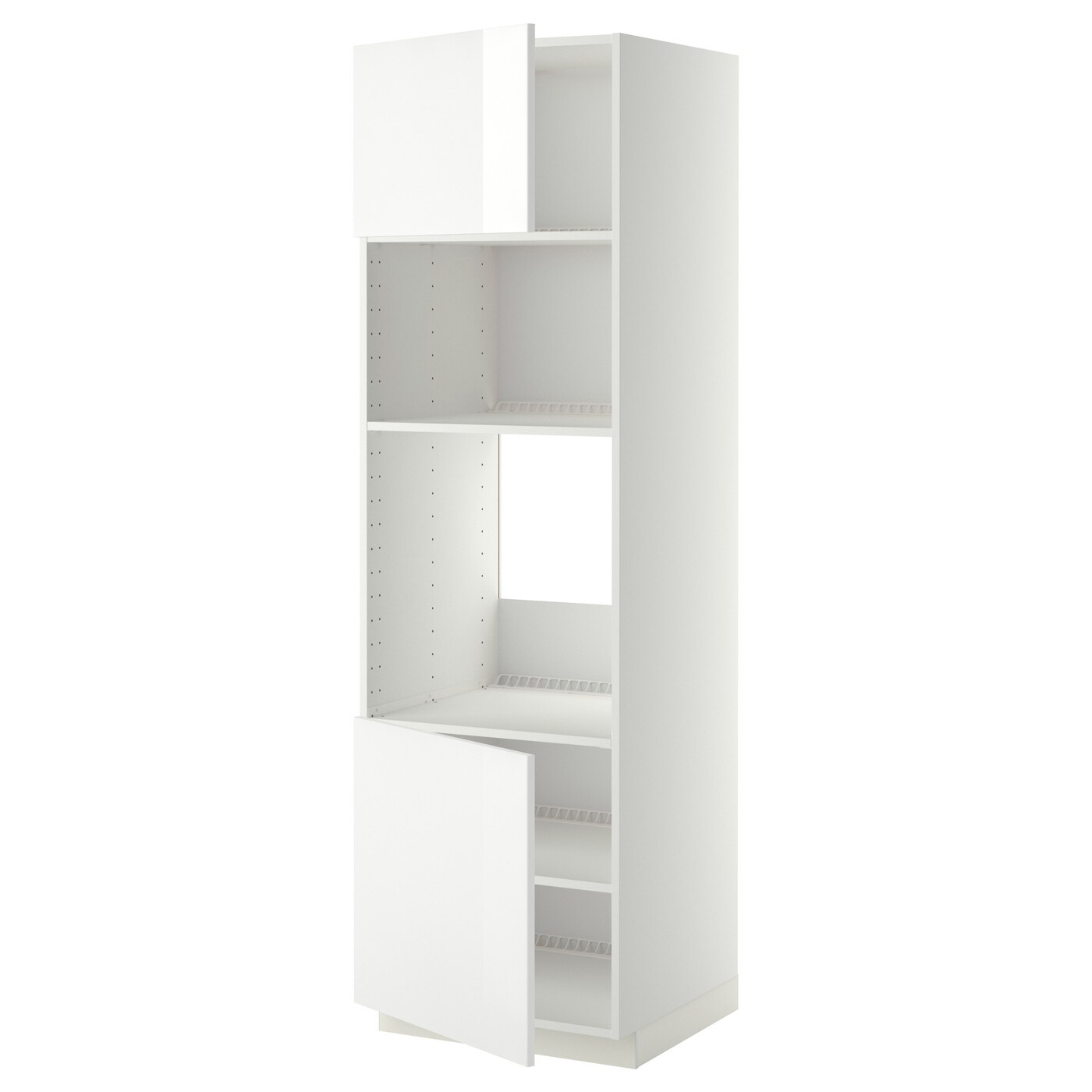 Кухонный шкаф-пенал - IKEA METOD/МЕТОД ИКЕА, 200х60х60 см, белый глянцевый