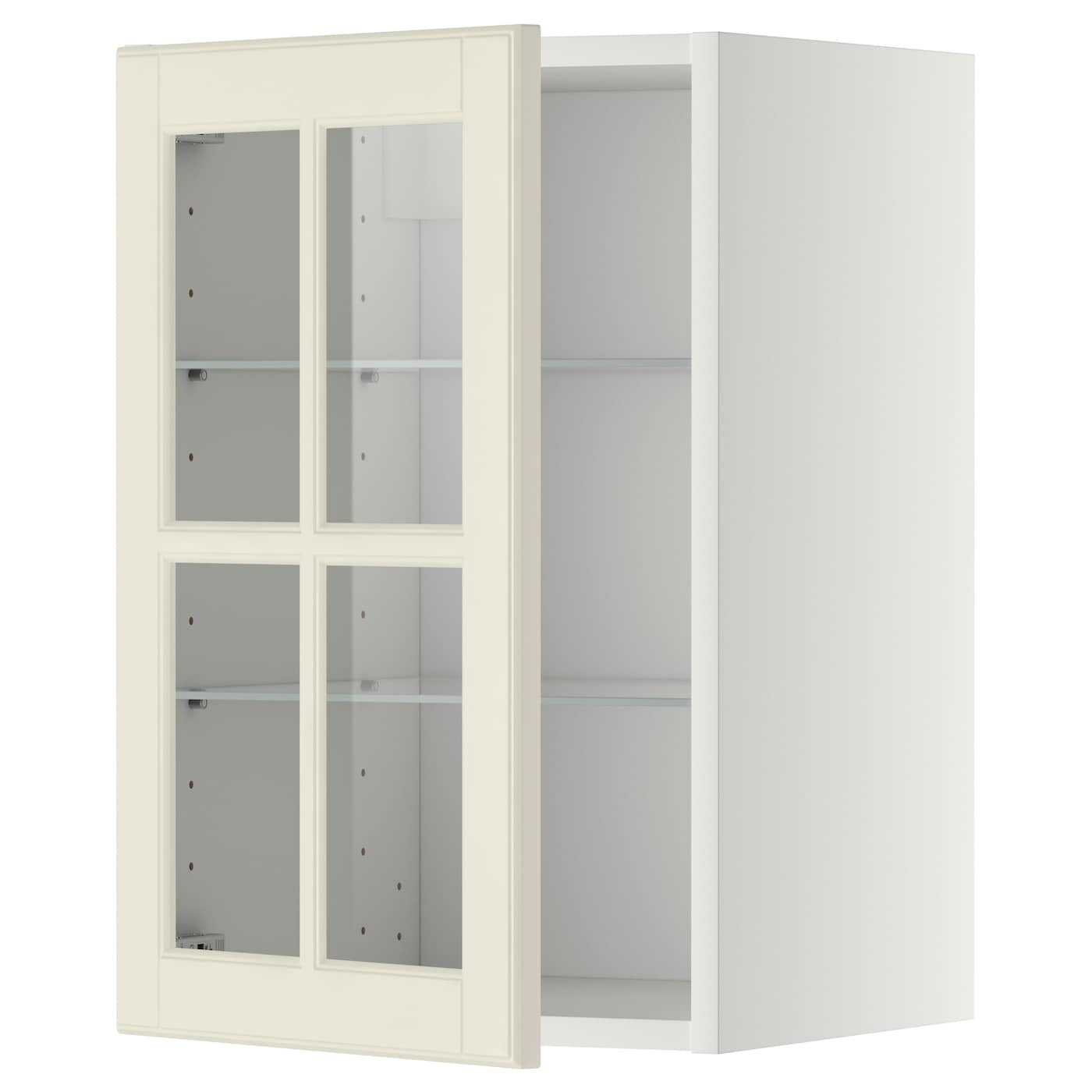 Шкаф со стеклянными дверцами  - METOD  IKEA/  МЕТОД ИКЕА, 60х40 см, белый/бежевый