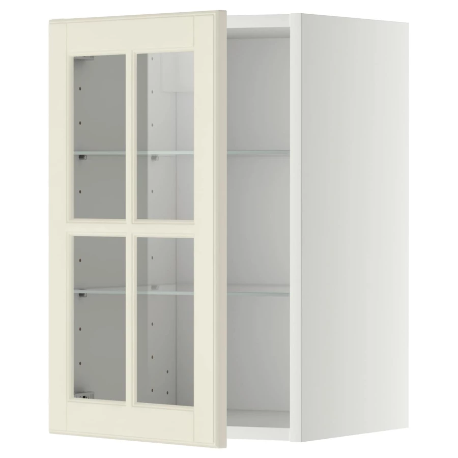 Шкаф со стеклянными дверцами  - METOD  IKEA/  МЕТОД ИКЕА, 60х40 см, белый/бежевый (изображение №1)