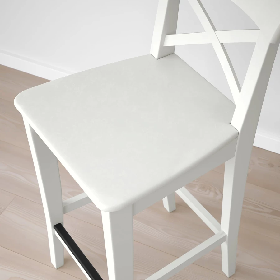 Барный стул - IKEA INGOLF/ИНГОЛЬФ ИКЕА, 40х45х91 см, белый (изображение №9)